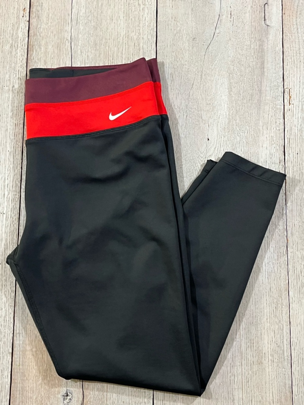 Nike Dri-Fit Power Hyper Tight Fit Leggings Black Red Womens Size XL
